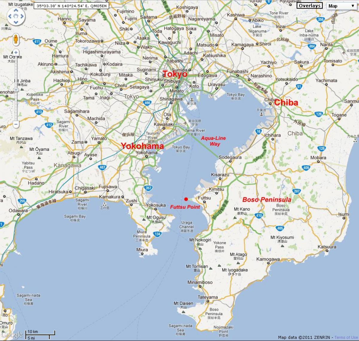 mapa da baía de Tóquio