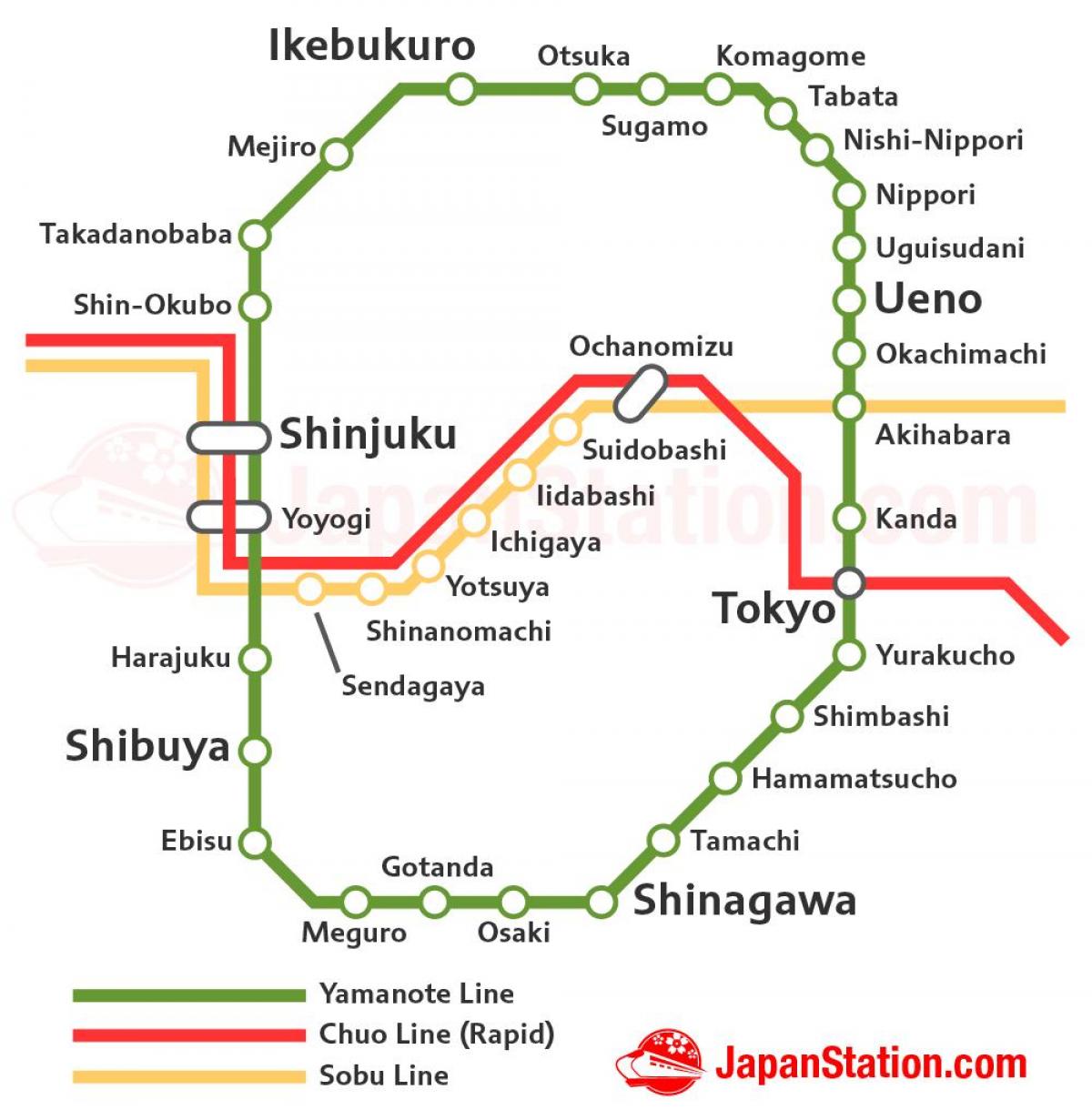 Tóquio linha JR mapa
