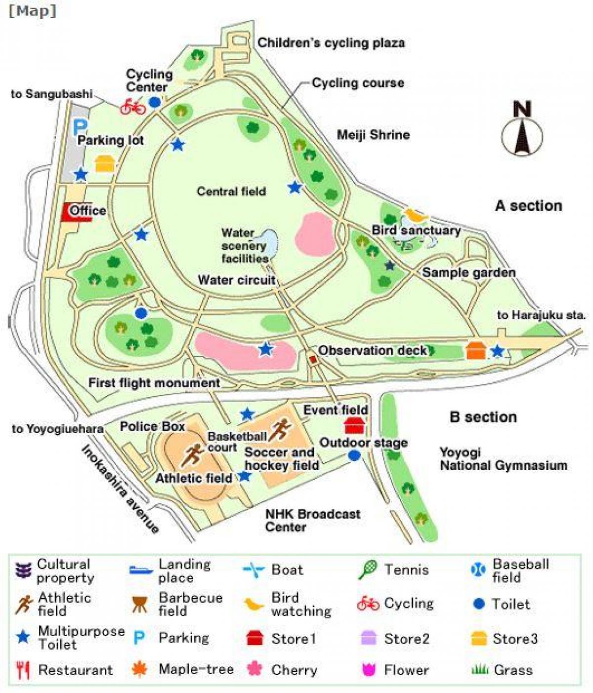 mapa do Parque Yoyogi