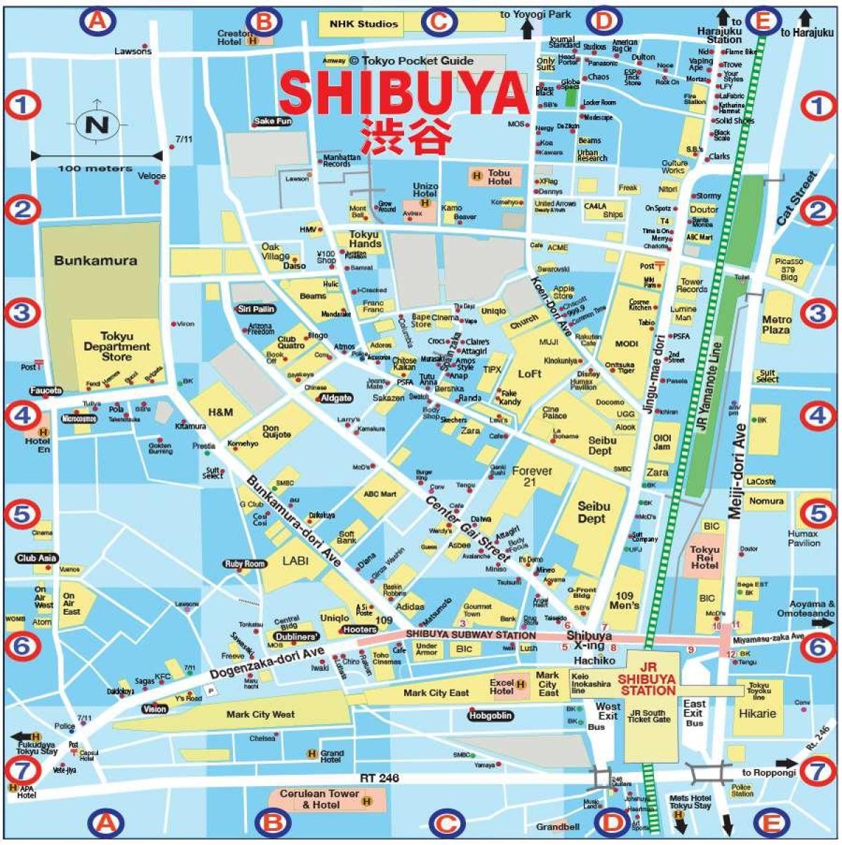 mapa de Shibuya em Tóquio