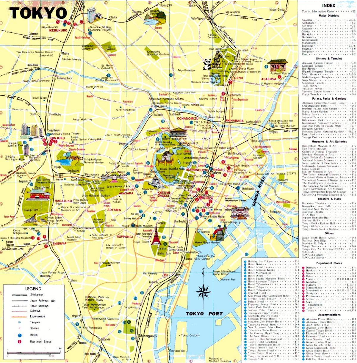 Tóquio atracções turísticas mapa