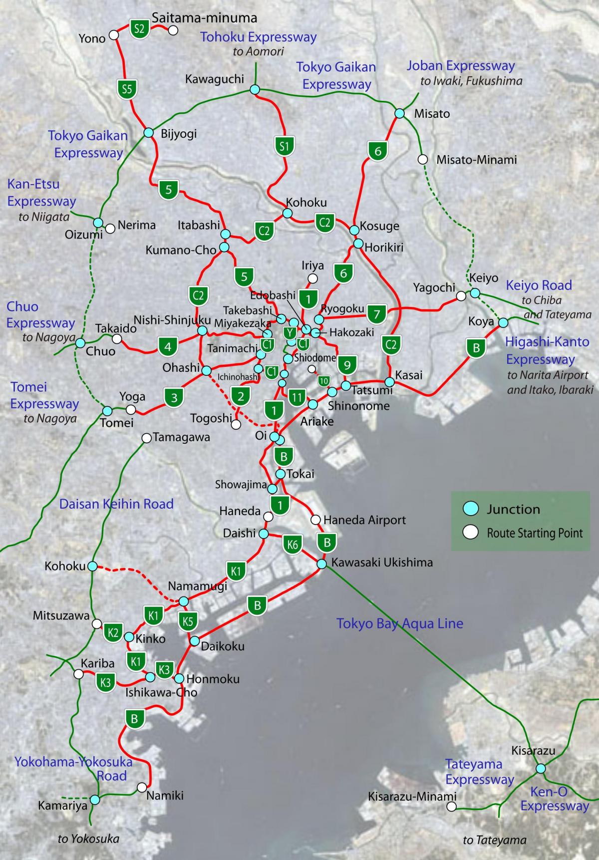 mapa de Tóquio estrada