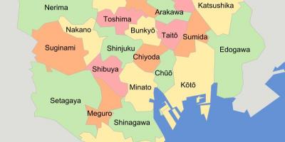 Mapa de Tóquio, distritos