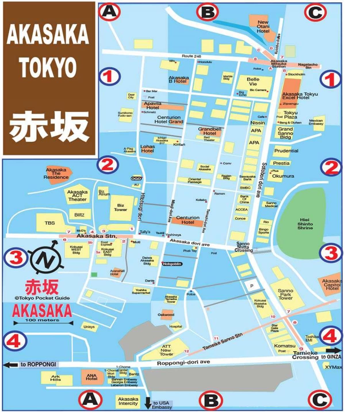 mapa de Akasaka em Tóquio