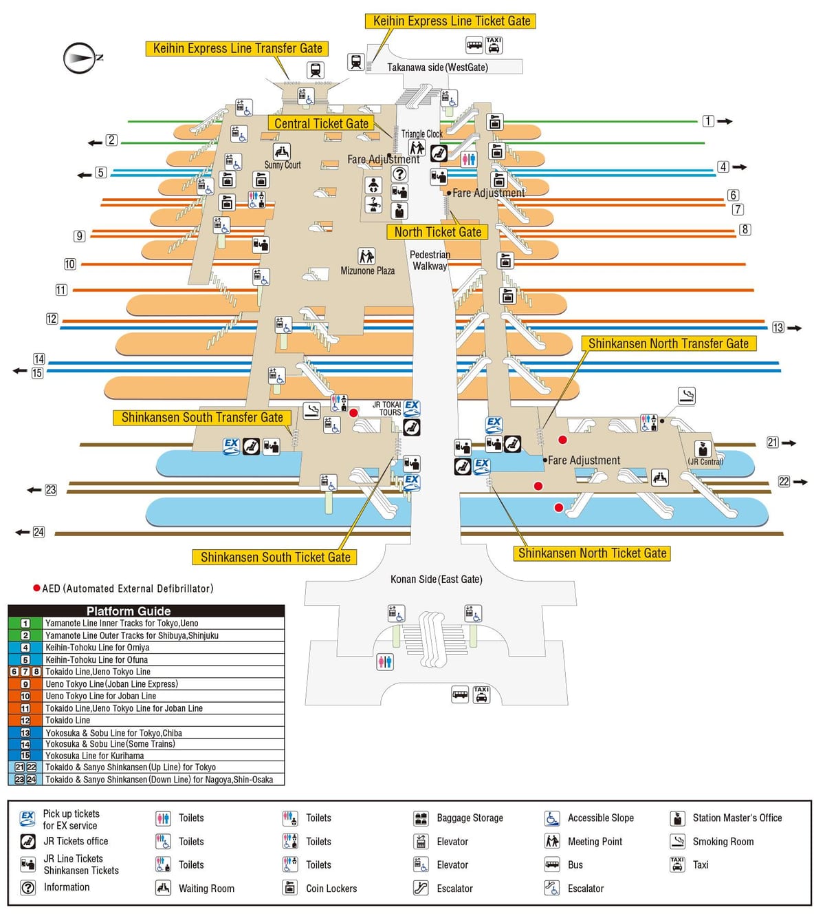 mapa da estação de shinagawa