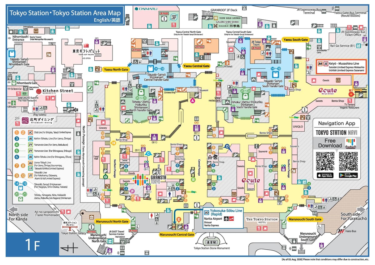 mapa de Tóquio estações