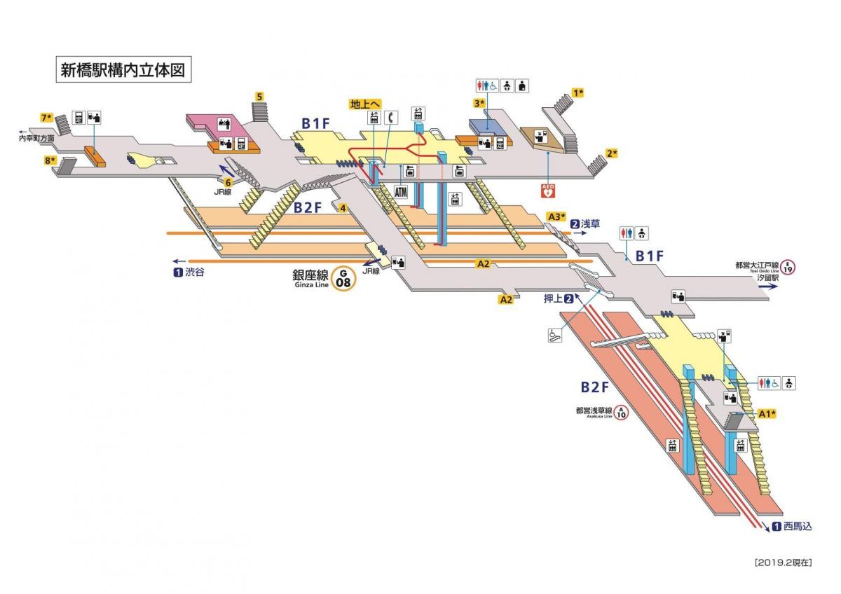 mapa da estação Shimbashi