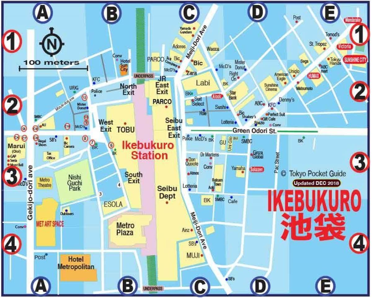 mapa de Ikebukuro em Tóquio