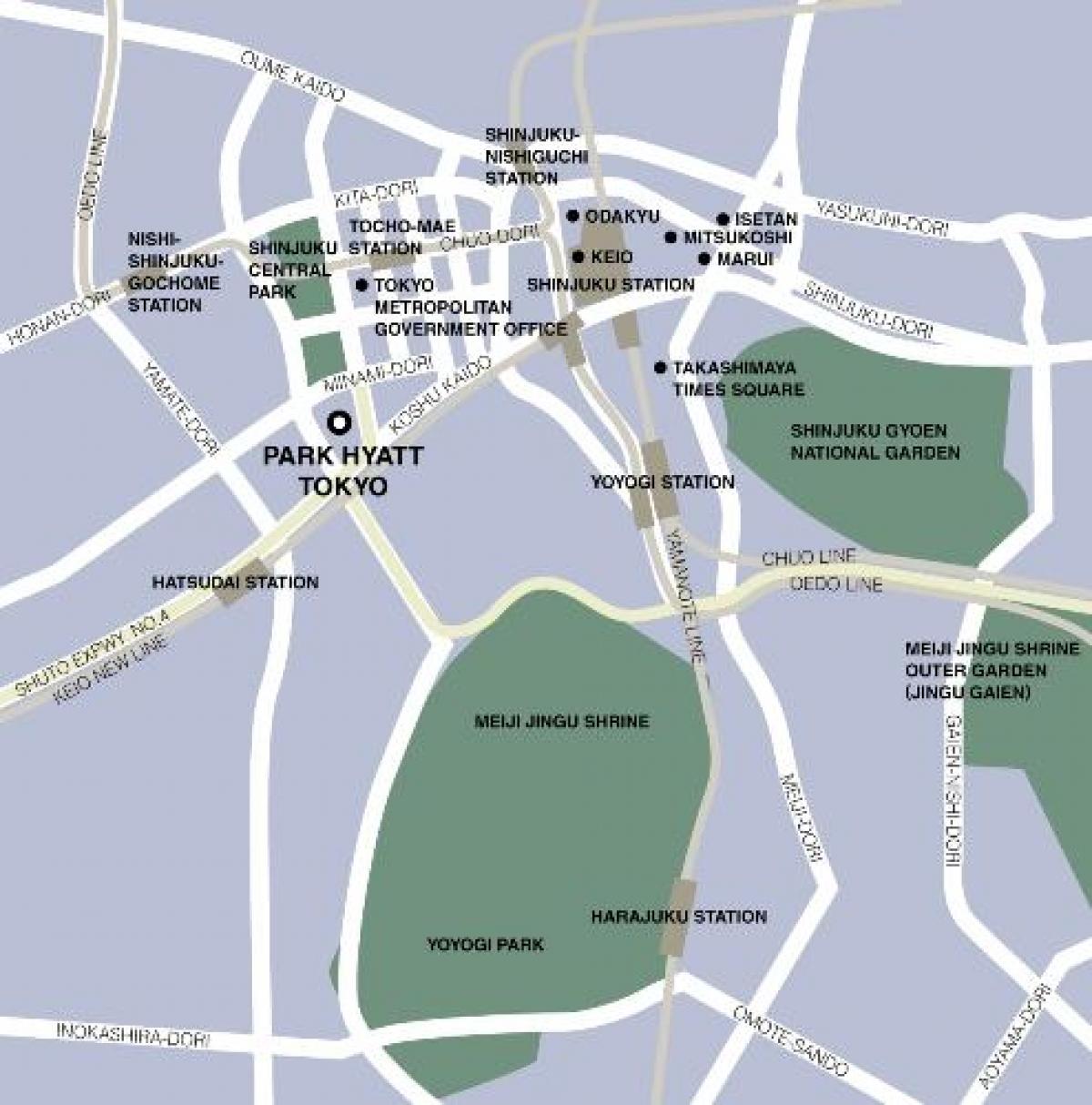 mapa do park hyatt Tokyo
