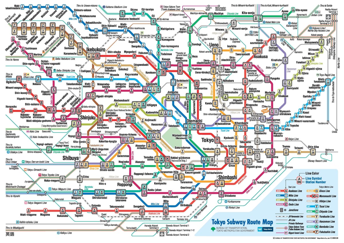 Tóquio mapa de transporte público