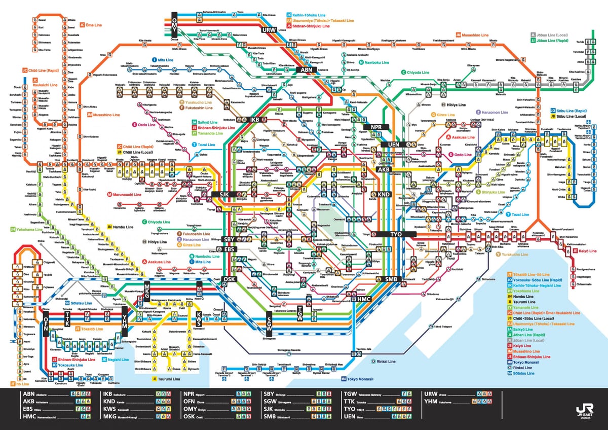 Tóquio, estação de trem mapa