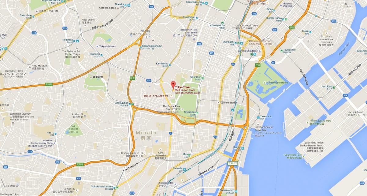 mapa da torre de Tóquio