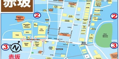 Mapa de Akasaka em Tóquio