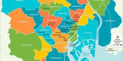 Mapa de bairros de Tóquio